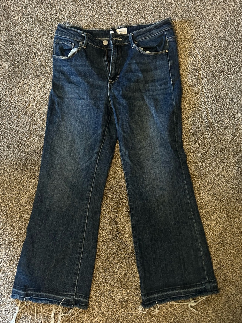 Dark Blue Women's Crop Flare Leg Jeans